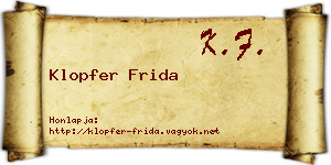 Klopfer Frida névjegykártya